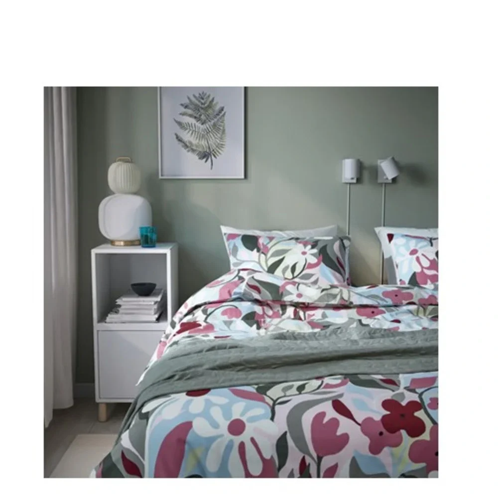 Ikea KORSKOVALL Full/Queen Duvet cover and 2 pillowcases, floral pattern New